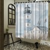 LeAquaNook Nautical Lighthouse Shower Curtain for Bathroom Blue Ocean Painting
