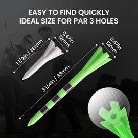 Golf Tees Plastic Driver 70mm 83mm with Five Claws Prong Value 50/100 Count, Golf Tees 2 3/4 3 1/4 Inch Durable Stable Reduces Friction for Men Women (Aqua+Short Beige, 100 Count-3 1/4''+1 1/2'')