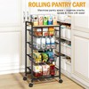 TOOLF 5-Tier Kitchen Cart with Tabletop, Rolling Snack Cart with