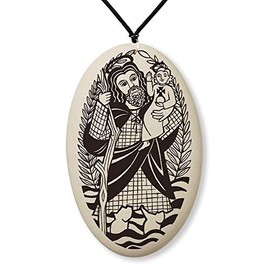 Saint Christopher Porcelain Medal on Braded Cord | Patron of travelers