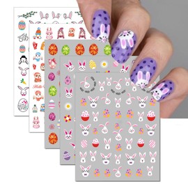 IDDFEVE 12 Sheets Easter Bunny Nail Stickers, Rabbits Ear Carrot Self-Adhesive Design DIY Nail Art Decals