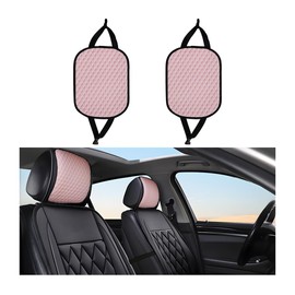Mandark 2PCS Car Headrest Cover, Dirt-Proof Washable Vehicle Seat Head Rest Protector, Breathable Automotive Interior Front Headrest Protection Dust Covering Accessories, Universal Fit (Pink)