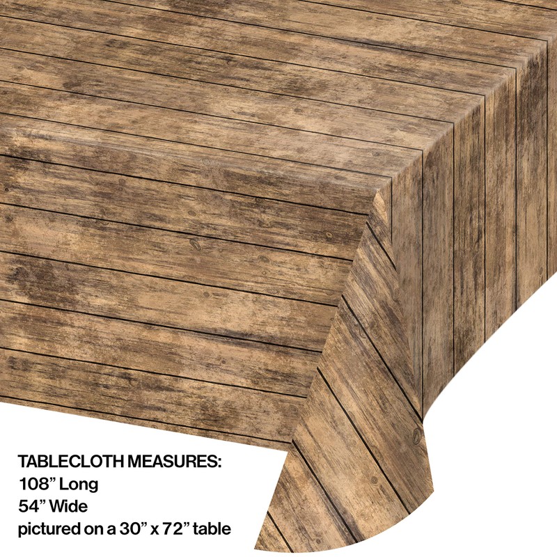 Creative Converting 329655 Wood Grain Design Plastic Tablecloth