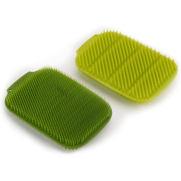 Joseph Joseph CleanTech Reusable Sponge Scrubbers Hygienic Quick-Dry, 2-Pack, Green