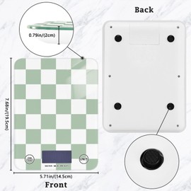ElliTarr Food Scale Kitchen Scale for Baking Cooking Digital Food Weighing Measuring Scale Small Waterproof Electric Food Scale Checkered Green and White