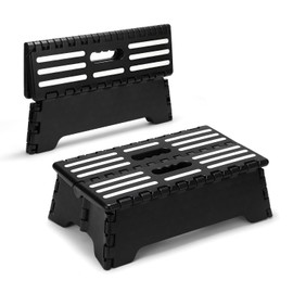 LISRUGEN 5" H Folding Step Stool for Adults & Elderly, 1 Pcs Lightweight Foldable Step Stool with Handle, Portable Collapsible Step Stool for RV, Kitchen, Bedroom, Black