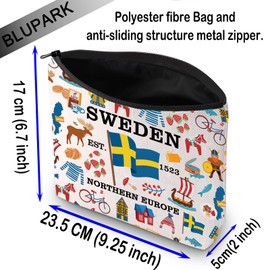 Swedish Souvenir Cosmetic Bag Swedish Mom Gift Sweden Travel Makeup Bag Gift for Sweden Lovers (Sweden)