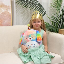 Easfan Easfan 12' Original Rainbow Birthday Dog Plush Pillow Soft Puppy Plush Toy Cute Dog Stuffed Animal Birthday Gifts for Kids Toddlers