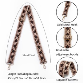 ASKJDKK Purse Straps Replacement Crossbody - Adjustable Bag Strap for Purses, Wide Shoulder Strap for Women Guitar Purses (YMX035-brown)