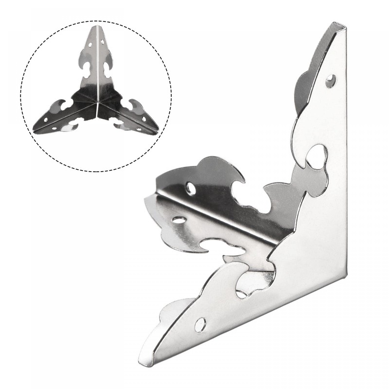 sourcing map 30x30x30mm Metal Box Corner Protectors Edge Guard Silver