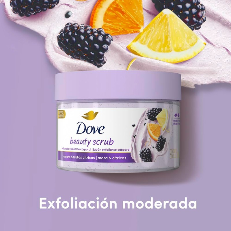 DOVE Beauty Scrub Jabón Exfoliante Corporal Mora y Cítricos, 280