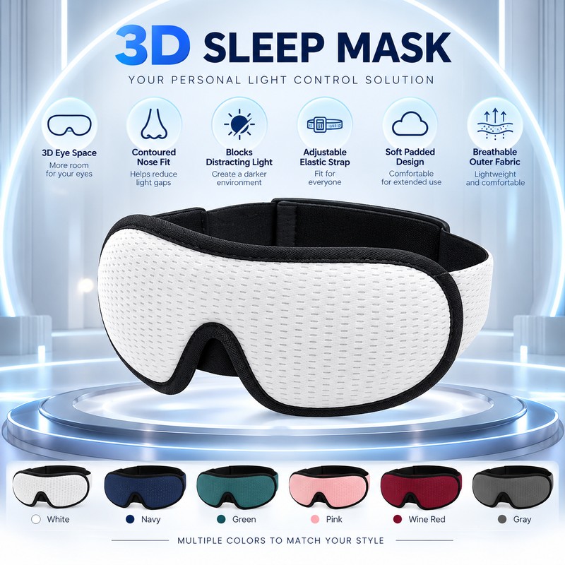 3D Eye Mask for Sleep – Padded Light-Blocking Design with