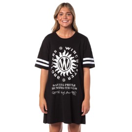 INTIMO Supernatural Women's Distressed Winchester Brothers Nightgown Pajama Shirt Dress For Adults (X-Large)