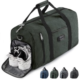 Rieeyrslza Sports Bag with Shoe Compartment, Travel Bag for Men and Women, Large Waterproof Fitness Bag, Fitness Training Bag, Hand Luggage Bag with Shoulder Strap, army green 39l, Sports and leisure
