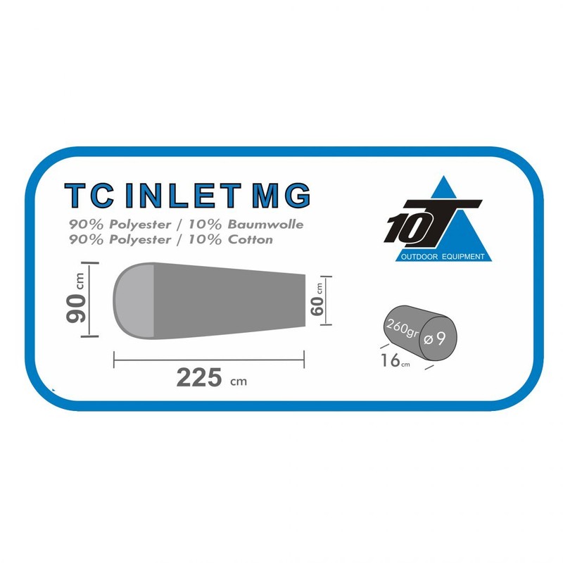10T Schlafsack TC INLET MG Hüttenschlafsack 225x90 cm Mumienschlafsack Inlay