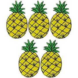 Ranger Return Set 5 of Small Cute Pineapple Fruit Sweet Mini Tiny Sew Iron on Embroidered Patches (Pine-APPL-YL-MINI5)