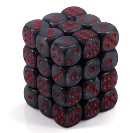 Chessex Dice d6 Sets: Velvet Black with Red - 12mm Six Sided Die (36) Block of Dice