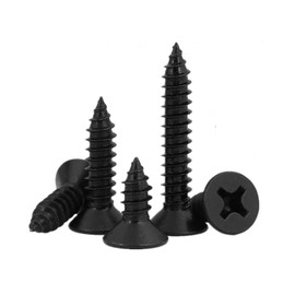 M5*12mm Black Self Tapping Screws, Phillips Flat Head Zinc Plating 304 Stainless Steel Screws, Fasteners Bolts for Plastic Wood Furniture and Drywall 100 Pcs
