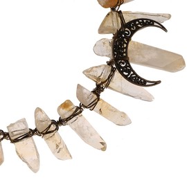 Crystal Tiara Crown Headband Boho Raw Quartz Rhinestone Witch Bride Headpiece Women Girls for Wiccan Cosplay Wedding Parties Photography by Bubbmi (YELLOW)