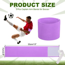 PATIKIL Soccer Captain Armband, 3 Pcs Captain Arm Bands for Soccer Elastic Captain Arm Band Sports Captain Armbands for Youth Adult Football Team Training Light Purple