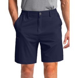 Pinkbomb Men's Golf Shorts with 6 Pockets Stretch Quick Dry Hiking Work Dress Shorts for Men (Navy, 3X-Large)