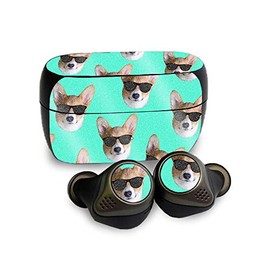 MightySkins Glossy Glitter Skin Compatible with Jabra Elite 85T - Cool Corgi | Protective, Durable High-Gloss Glitter Finish | Easy to Apply, Remove, and Change Styles | Made in The USA