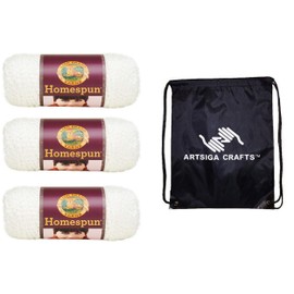 Lion Brand Homespun Hepplewhite 790-300 (3-Skeins - Same Dye Lot) Chunky Bulky #5 Acrylic Yarn for Crocheting and Knitting - Bundle with 1 Artsiga Crafts Project Bag