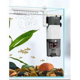 boxtech Aquarium Filter Internal 6 W, 4-in-1 Aquarium Filter Power Pump Ultra Quiet Adjustable Sponge Filter, Flow Rate 450 L/H, Suitable for 70-150 Litres