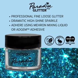 Mehron Makeup Paradise Glitter FX | Professional Cosmetic for Makeup & Art | Vibrant & Shimmering Loose Glitter .25 oz (7 g) (Blue)