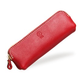 Polcolosso Slim Leather Pencil Case, Pencil Case, Tochigi Leather, Made in Japan, red, Casual