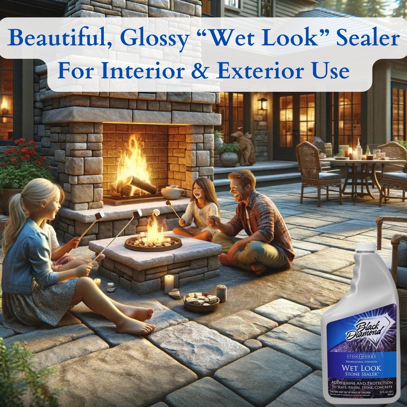 Wet Look Natural Stone Sealer. Durable, Long-Lasting Gloss Protection. Interior