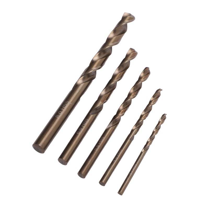 5Pcs Straight Shank Twist Drill Bit HSS 3 4 5