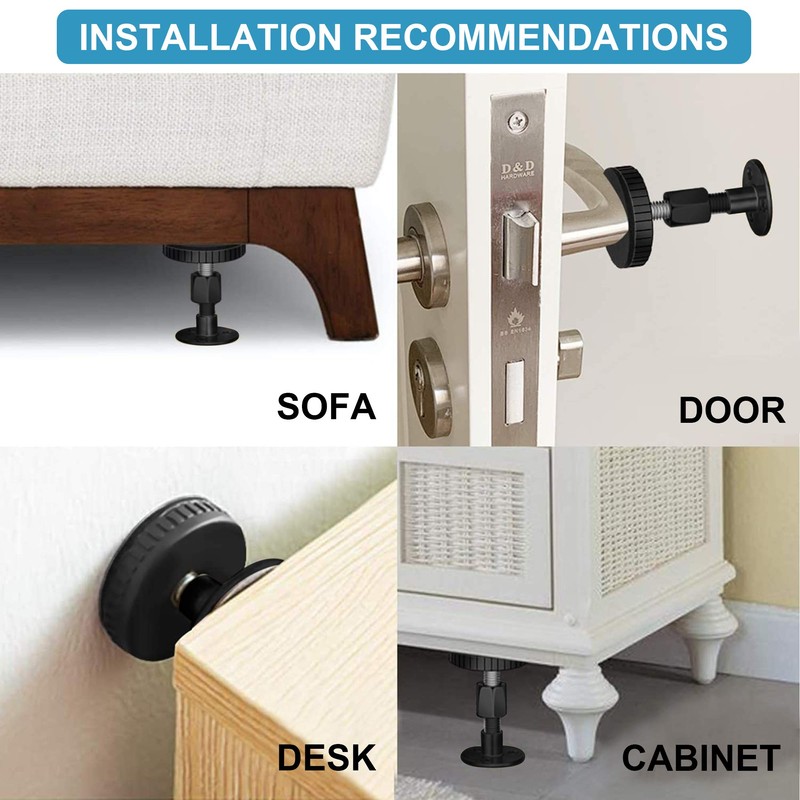 2PCS Black Adjustable Bed Frame Anti-Shake Tool , Headboard Stoppers