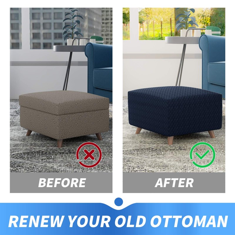 MAXIJIN Jacquard Ottoman Cover Slipcovers Folding Storage Stool Furniture Protector