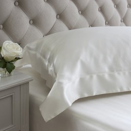 100% 19 Momme Charmeuse Silk Pillowcase Oxford Boudior Cot Bed Pillowcase (Ivory) 30 x 40 cm + 7cm Border