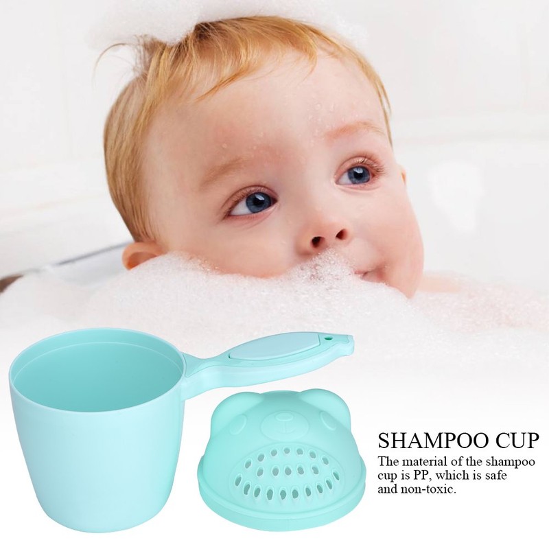 Baby Shampoo Cup Cute Kid Wash Hair Bathing Flusher Eye(/8.27x4.21x5.91in)(Green)