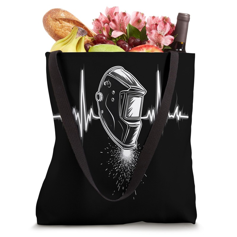 Welding Helmet Heartbeat Tote Bag
