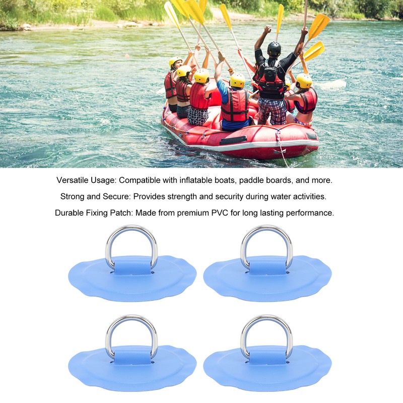 4PCS D Ring Patch PVC Round Shape Strong Stainless Steel