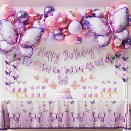 Buttefly Birthday Party Decorations, Purple Balloons (Purple)