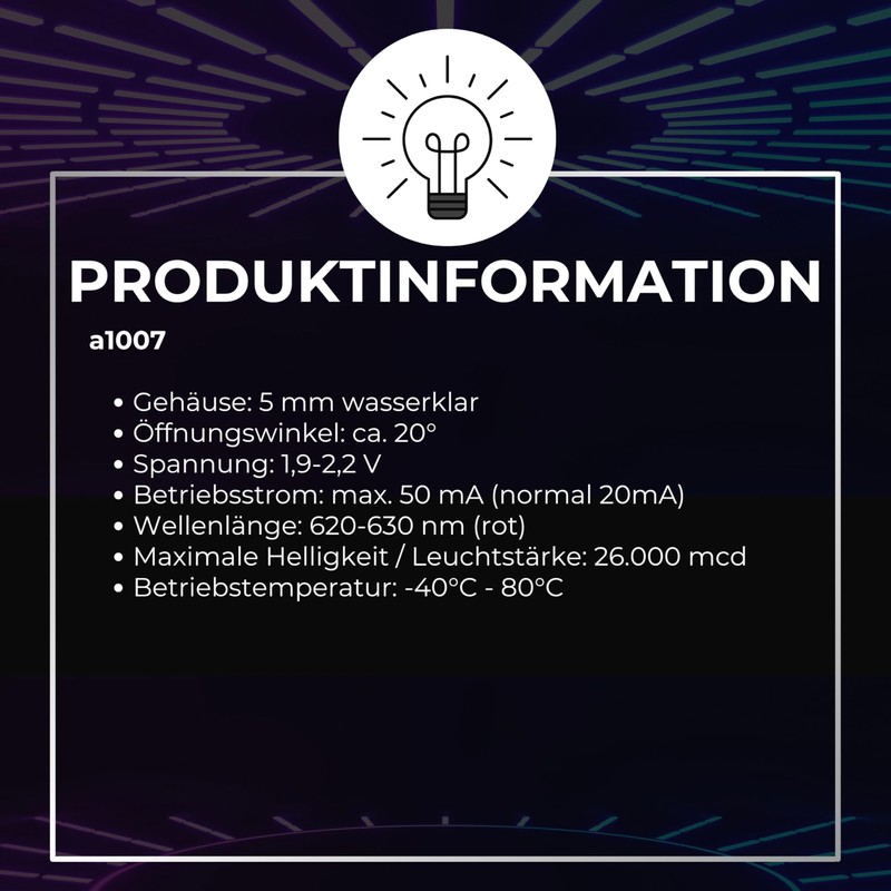 Lumetheus LED 5 mm Colour Red 26000 mcd Pack of