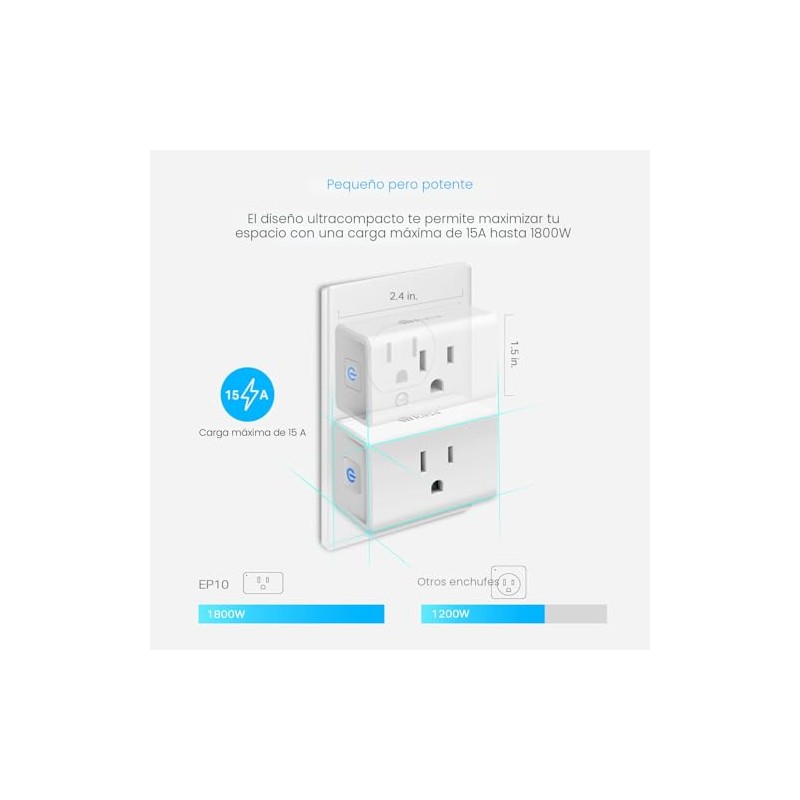 Kasa Smart Plug Ultra Mini 15A, toma Wi-Fi para el
