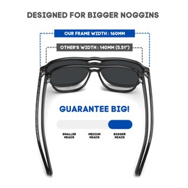 PRIVEL XXL Size Extra Large 160MM Polarized Double Bridge Retro Aviator Sunglasses Big Wide Heads Men UV400 Protection Glasses (PMX013P-6)