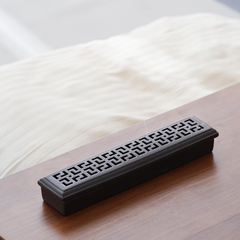 CEREMONY Incense Holder,Ceramic Incense Holder for Sticks with Ash Catcher,Coffin