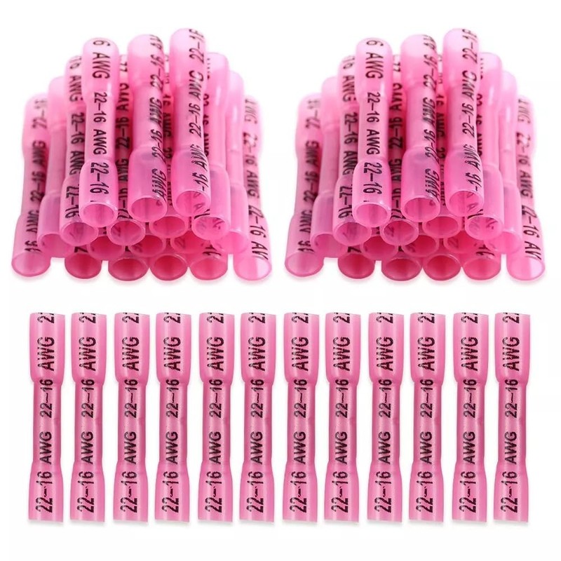 SDYYDS 200Pcs 22-16 AWG Red Marine Grade Heat Shrink Butt