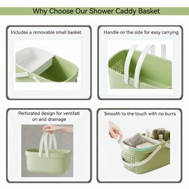 Plastic Shower Caddy Basket,Storage Basket with Handle Green