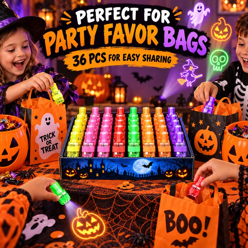 Halloween Finger Projector Lights, 36PCS LED Party Favors for Kids,