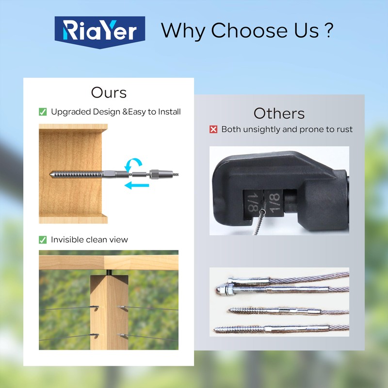 RiaYer 10 Pair Deck Cable Railing Kit with Wire System,