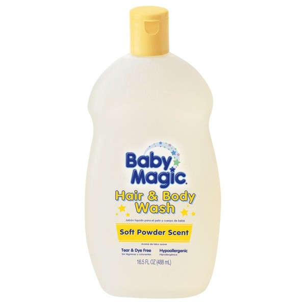 Baby Magic Hair And Body Wash 16.5 Ounce Soft Powder Scent (488ml) (3 Pack)