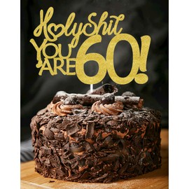 Decoración para tartas de 60 cumpleaños con purpurina dorada, divertida decoración para tartas de 60 cumpleaños para hombres, 60 decoraciones para tartas para mujeres, 60 cumpleaños