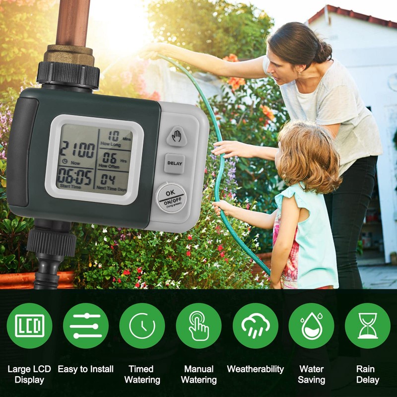 Geevorks Water Timer Programmable Sprinkler Timer, Automatic Irrigation watering System